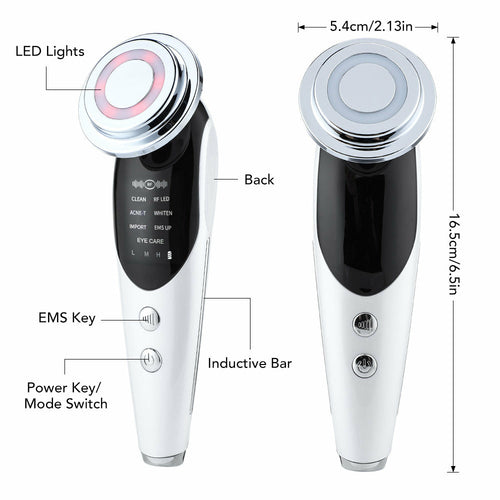 Masajeador Facial 7 en 1 con Microcorriente EMS y Luz LED