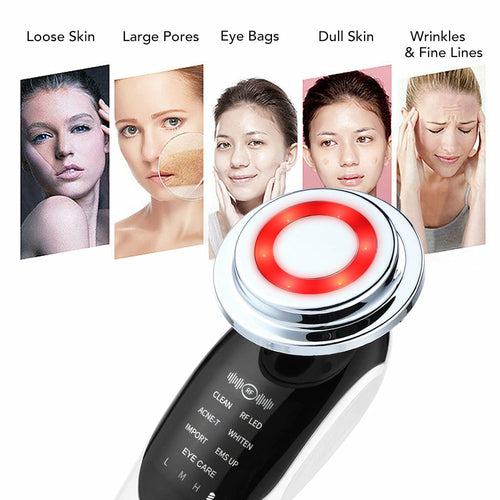 Masajeador Facial 7 en 1 con Microcorriente EMS y Luz LED