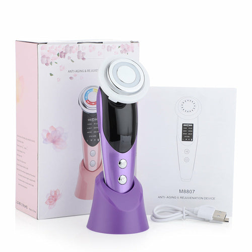 Masajeador Facial 7 en 1 con Microcorriente EMS y Luz LED