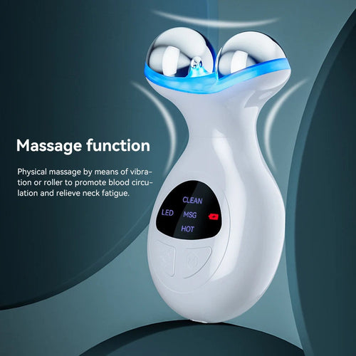 Masajeador Facial y de Cuello EMS + Fototerapia LED de 7 Colores