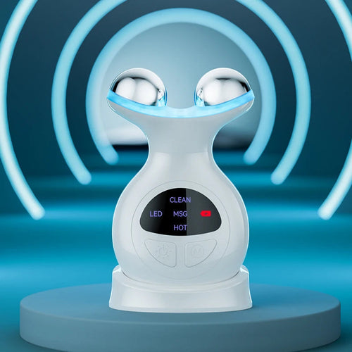 Masajeador Facial y de Cuello EMS + Fototerapia LED de 7 Colores