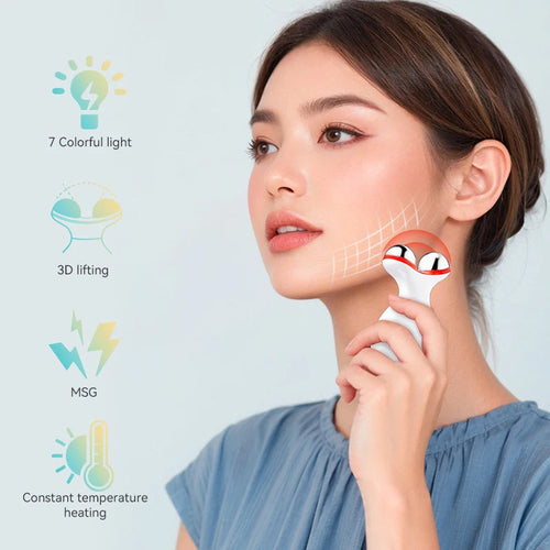 Masajeador Facial y de Cuello EMS + Fototerapia LED de 7 Colores