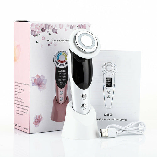 Masajeador Facial 7 en 1 con Microcorriente EMS y Luz LED